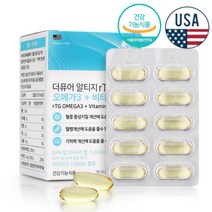 미국 더퓨어 rTG 알티지 오메가3 비타민D 60캡슐 소형 어류 EPA DHA 함유유지 1200mg, 단품
