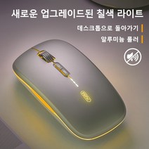 PYHO 컬러풀 무선마우스 노트북 범용 블루투스마우스 무소음 원터치로 데스크톱으로 돌아가기, 은색