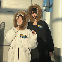 빅사이즈 커플 롱 패딩 라쿤야상 개파카 3컬러