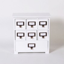 크레디스 우드 7칸서랍 약장 소품 수납정리함-화이트, 1개, 1개