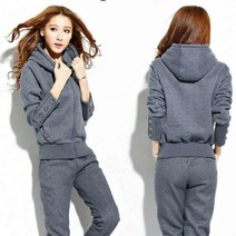 Bersdnor 2023New 동계 여성트레이닝세트 기모 빅사이즈 순색의 지퍼 후드 운동복 세트