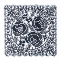 토탈하우스 일제 레이스 컵받침 6P 코스터 컵매트 잔받침, 블랙로즈-일제-레이스-컵받침-6P