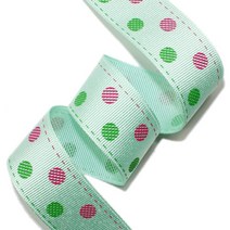 리본벨리 2도 골직 땡땡이 15mm/25mm 16yd 선물 포장 리본 공예 DIY, 25mm, 민트
