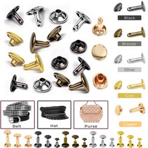 승족기 6-12mm 금속 더블 캡 리벳 스터드 라운드 네일 스파이크 가죽 공예 수리 신발 가방 벨트 의류 액세서리 100 피스, [02] Copper, [09] 6x6mm