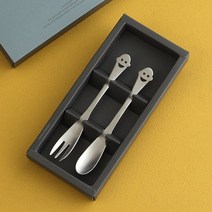 인스푼 티스푼포크 돌답례품 결혼답례품, 보라도트 포장, 스푼포크 인쇄함, 1세트, 스마일2P (티스푼1티포크1)