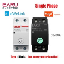 WIFI 회로 차단기 스마트 타임 타이머 릴레이 스위치 음성 원격 제어 Tuya eWeLink APP 하우스 Amazon Alexa Google Home, [03] 63A, [02] Tuya, [02] Single Phase 63A 80A