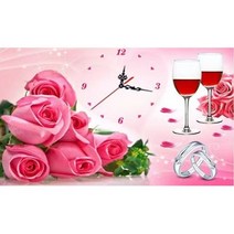 MINJING 3D 전체DIY 큐빅 보석 십자수세트 술잔 식당 시계 장미꽃 취미생활 비즈십자수sqq129, 1세트, 150*100cm