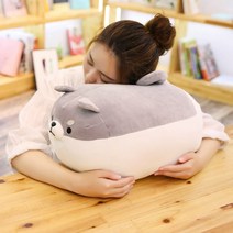 여친선물 말랑쫀득 찰떡 모찌인형 쿠션 찹쌀떡 애착인형 쿠션, 50cm, 그레이 시바견