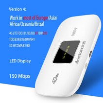 Benton 잠금 해제 3G4G Lte 라우터 한국 무선 와이파이 라우터 휴대용 Mifi 모뎀 미니 포켓 타입 C 충전기 150 Mbps KT SK Sim 카드 3000mah 야외, 01 2050mAh, 04 Version4, 4.2050mAh Battery  Version 4