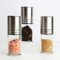 소금 깨 통후추 그라인더 3type 페퍼밀 후추통 깨갈이 깨통 스텐 유리 양념통 후추 통깨 그라인더 갈이, Salt (소금 그라인더)