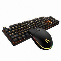 HACKER K590 축교환 LED 갈축 + 로지텍 G102IC 기계식 유선 키보드 마우스세트