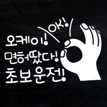 [KT알파쇼핑]자동차스티커_글씨 오케이 면허땄다 초보운전(화이트)