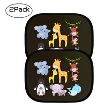 자동차 햇빛가리개 암막 블라인드 2pcs 태양 그늘 동물원 동물 창 그늘 크리 에이 티브 디자인 창 그늘 후면 및 측면 창 열 차폐 보호