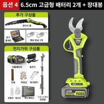 무선 전지가위 충전식 전동가위 만능팔 독일 전기 가위 감따는 기구 조경 정원 관리, 옵션4 - 6.5cm 고급형배터리2개 풀세트 + 장대봉