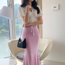 바보사랑 여성 여름 이니드 스트링 날개 반팔 티셔츠.디작소
