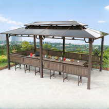 야외정자 조립식 파고라 바베큐장 원두막 정자, 3.0x3.0m+3인용+테이블 10CM