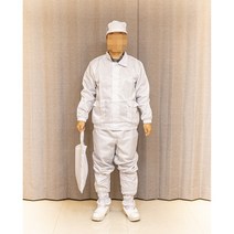 제전복 방진복 무진복 크린룸 제전용품(투피스 상의 하의 별도)흰색 파란색, L