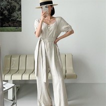 주식회사 브이와이 VY 여자 와이드핏 SS 린넨원단 점프수트 (8690284)