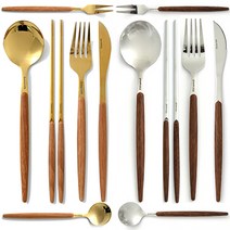 골드&실버 커트러리 양식기 수저세트 포크 나이프 티스푼 티포크, 02.젓가락(실버)