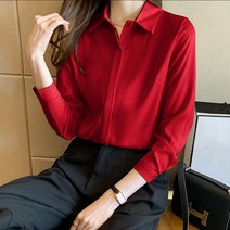 빨강몽키 긴소매 탑 새틴 여성용 오피스룩 여성셔츠 페미닌 여성블라우스