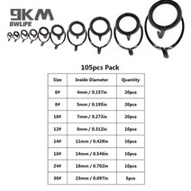 가이드 50 120pcs 스테인레스 스틸 도자기 반지 막대 수리 키트 낚싯대 77, 상자 없는 105pcs