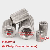 M3 M4 M5 M6 M8 M10 M12 304 스테인레스 스틸 길쭉한 원통형 너트 널링 손으로 조여진 메쉬, 304 stainless steel_M5x10x10
