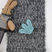 핸드메이드라벨 가죽라벨 스웨이드 손뜨개 퀼트 모자 라벨 Handmade, 파랑