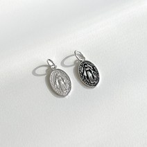 실버925 마리아 기적의패 펜던트 DIY 비즈공예 키링 재료 악세사리 부자재 팔찌만들기, 엔틱