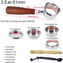 51mm 바텀리스 포터 필터 전문 커피 에스프레소 머신 핸들 도징 링이있는 커피 도구 거품 피처 스케일, 51mm-3ear 7