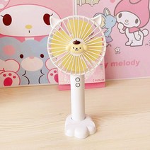 4엽 USB충전식 핸디팬 무드등 겸용 쿠로미 헬로키티 마이멜로디 시나모롤 폼폼푸린 페이스 캐릭터 무선 미니선풍기 휴대용 폰거치대 스탠드겸용 저소음 선물용 캠핑 등산용, 선택7번-폼폼푸린, 핸드팬 무드등 겸용