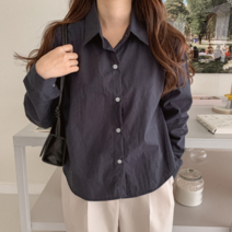 여자 데일리 모던한 깔끔 코튼 루즈핏 크롭 심플 셔츠
