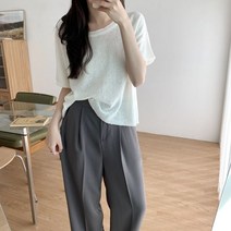 [여유핏~!] 부클 라운드 크롭 파스텔 여름니트