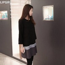 립걸플리츠 배색 원피스
