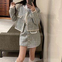 넷투넷코리아 여성 정장 투피스 트위드자켓 미니스커트 상하의세트