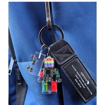 블럭키홀더 커플키링 새차 열쇠고리 가방키링 소가죽 자동차스트랩 남친여친선물 레고키링 체인, 블루