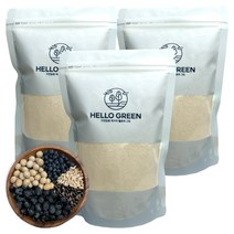 헬로우그린 세척해서 볶은 국산 서리태50% 5곡 미숫가루 600g(팩) (서리태 쥐눈이콩 백태 흑미 현미), 3개, 600g