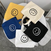 디엠몰 1+1 김치치즈 스마일 포인트 레터링 프린팅 에코백 코튼백 캔버스백