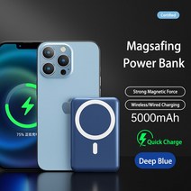 PD22.5W 10000mAh Power Bank Magnetic Wireless Fast Charger Iphone External Battery Pack For IPhone 12, 03 Deep Blue 5000mah