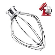 KitchenAid 3.3L(3.5쿼트) 틸트 헤드 스탠드 믹서 KSM3311 및 KSM3316용 스테인리스 스틸 6와이어 휩 부착물 튼튼함 식기 세척기 사용 가능 3.4L(, Stainless Steel, Stainless Steel