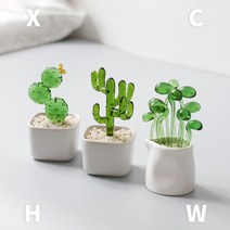 캔디 크리스탈 유리공예 선인장 조화화분, 핑크 곰돌이 발바닥 다육