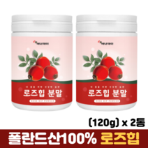 로즈힙분말 비타민C 철분 베타카로틴 플라보노이드 폴란드산 로즈힙 열매 가루, 2통, 120g