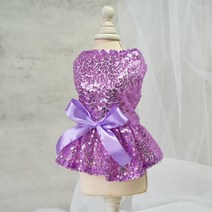 강아지화동 럭셔리 공주 웨딩 신부 개 드레스 작은 여름 스팽글 치와와 소녀 강아지 의류 옷, 03 보라색_05 XL