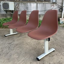 야구장 정원용 의자 대기실 플라스틱 대기 공원 벤치, 브라운 4인용