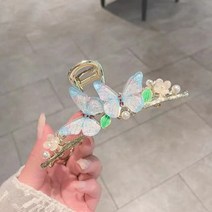 우아한 태슬 나비 진주 그랩 클립 큰 상어 포니 테일 여성 패션 귀여운 헤어 액세서리