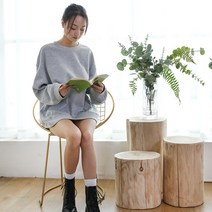 통나무스툴 원형 스툴 벤치 가정용 복고풍 의자, 높이 30 구경 25-29cm