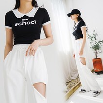 토마토마 스쿨카라크롭티 반팔 티셔츠