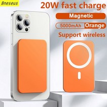 미니보조베터리 휴대용충전기 출장배터리 10000mah macsafe powerbank 자기 전원 은행 apple iphone 12 13 14 14pro max 14plus 외부, 5000오렌지