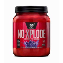 BSN NO XPLODE 운동 전 산화질소 부스터 크레아틴 펌프 및 에너지 파우더, 포도, 60인분