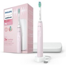 필립스 PHILIPS 소닉케어 3100 시리즈 전동 칫솔 사운드 기술 압력 센서 및 칫솔모 표시기 포함 슈가 로즈(모델 HX3673/11) 150560, Sugar Rose
