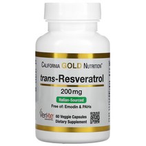 California Gold Nutrition 캘리포니아 골드 뉴트리션 트랜스 레스베라트롤 200mg 60캡슐 하루한알 2개월